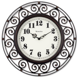 Westclox 32021 12" Filigree Rubbed Bronze Finish Clock