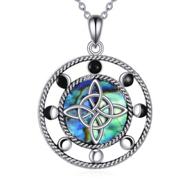 YFN Witch Knot Chain Sterling Silver Witch Knot Pendant Necklace Witch Jewellery for Women Witchy Gifts, Sterling Silver, No Gemstone