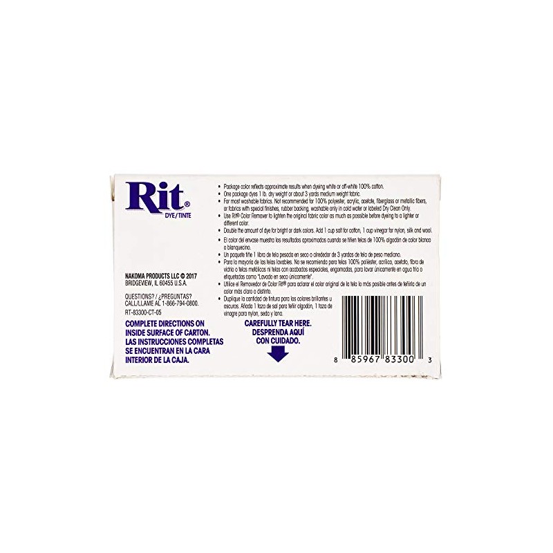 All Purpose Concentrated Rit Dye Powder Single Pack for Clothing,