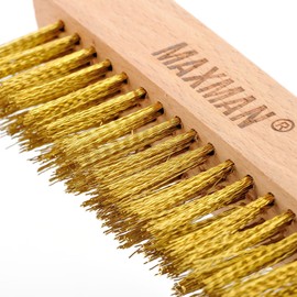 MAXMAN Brass Brush, Soft Brass Bristle Brush, Wire Brushes for Cleaning Metal Rust, Welds with 10" Beechwood Handle, 2 Pcs