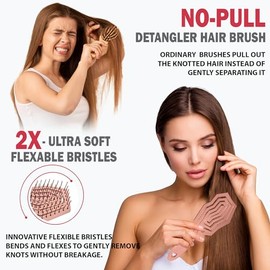 Cepillo Desenredante de Fiora Naturals – 100% Bio-amigable Cepillo Desenredante con Cerdas Ultra Suaves – Desenreda a través de enredos con facilidad 