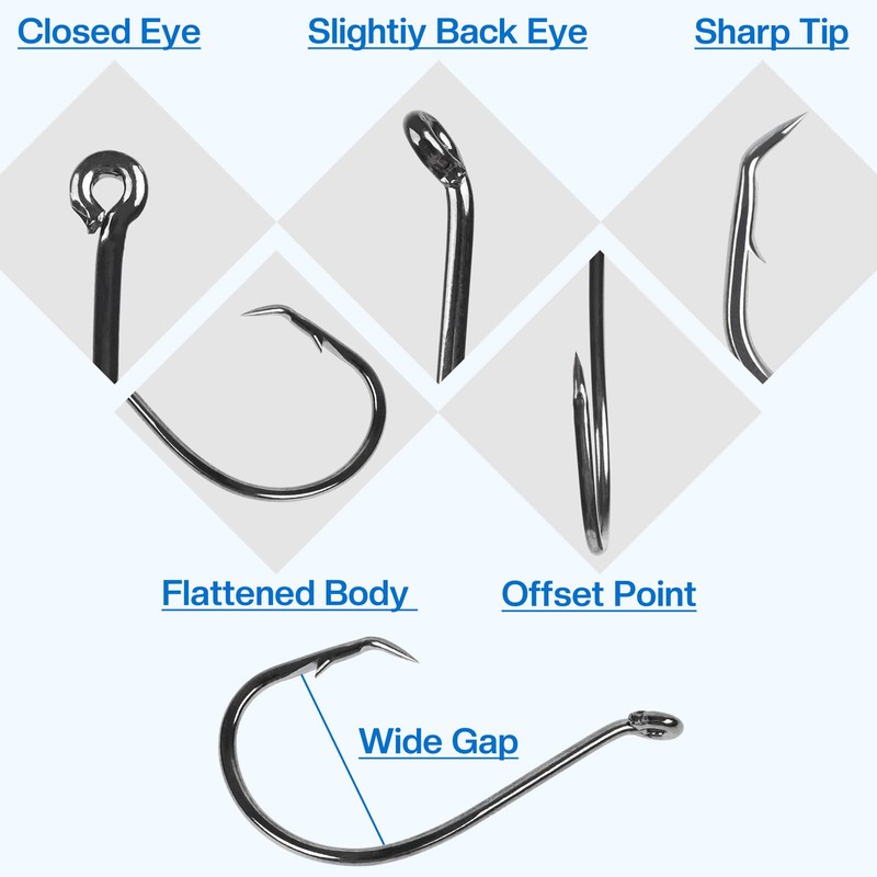 150pcs/box Circle Hooks 2X Strong Customized Offset Sport Circle Hooks