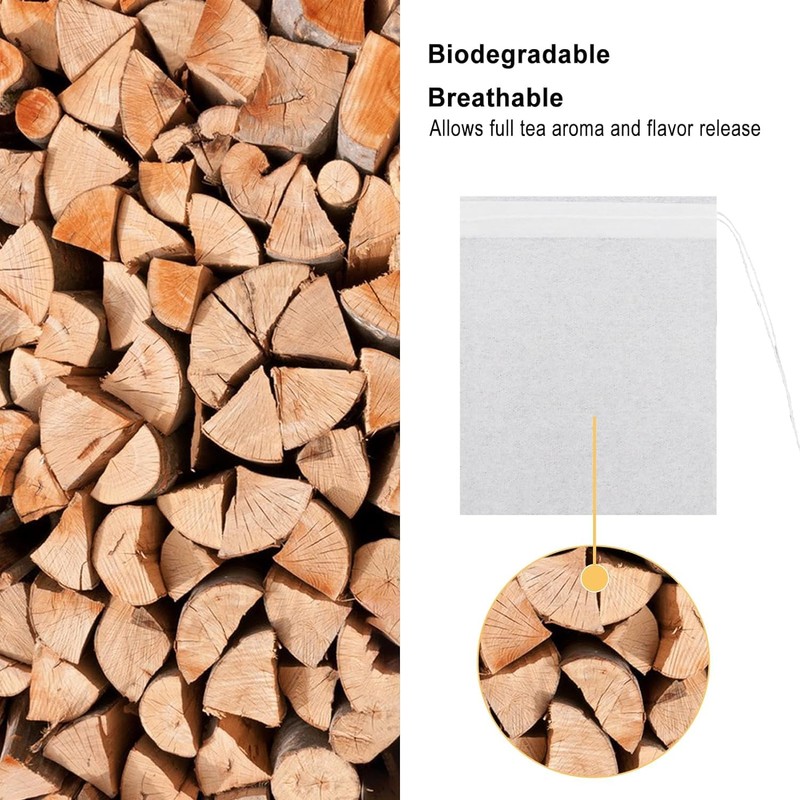 100 Pcs Disposable Loose Leaf Tea Empty Bags with Drawstring,Tea