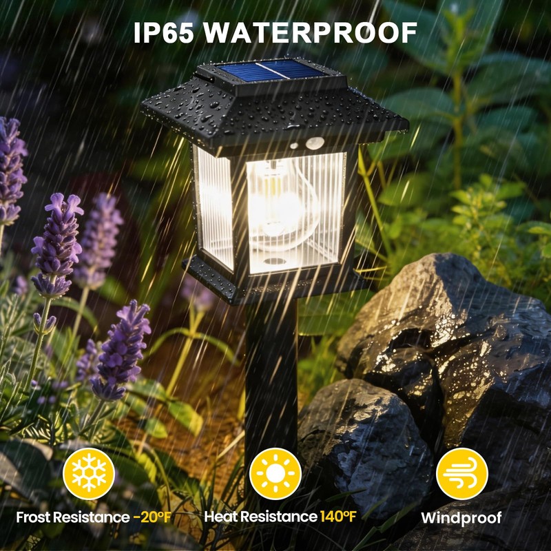 Icnice Solar Pathway Lights Outdoor, 6 Pack Bright Solar Lights
