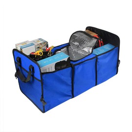 8sanlione Trunk Organizer Storage, Large Capacity Cargo Storage with Insulation Cooler, Foldable Trunk Organizer for Cars, Vehicles, SUVs, Trucks, Automotive Interior Organizer (Blue)