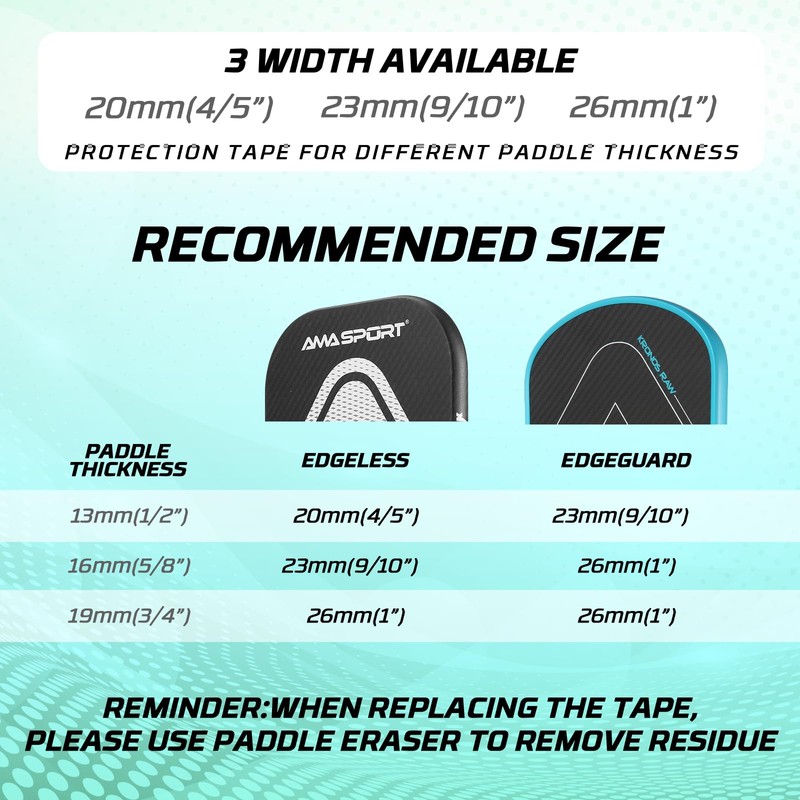 AMA SPORT Pickleball Paddle Edge Guard Tape 3 Pack -