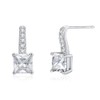 Princess-Cut Cubic Zirconia Drop Earrings - White Gold Plated Dangle