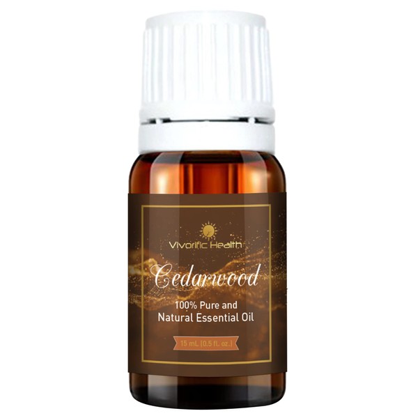 Vivorific Health Cedarwood Essential Oil-Therapeutic Grade 15 mL 100% Pure and Natural-Great for Aromatherapy and Much More-Vegan and Kosher Certified
