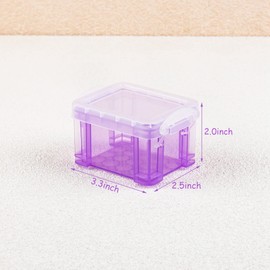 Framendino, 8 Pack Translucent Small Plastic Boxes Mini Desktop Storage Box 3.3" x 2.5" x 2" Stackable Organizer Colorful Cosmetic Container with Lid for Jewelry Beads Small Crafts Accessories