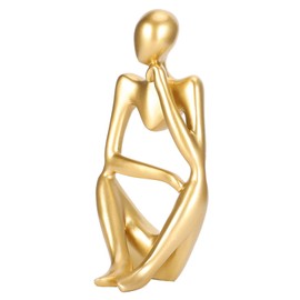 FTVOGUE The Thinker Statue, Golden Abstract Thinking Sculpture People Ornament Sculpture Home Statue Decoration DIY Decor Ornaments Made of Resin, Gift to Friends, 27 x 15 x 8 cm