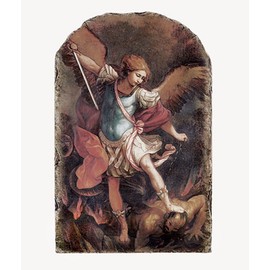 Saint Michael Arched Tile Plaque with Stand