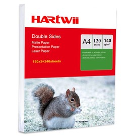 A4 Thin Photo Paper 140Gsm Double Sides Printed Matte Matt - 240Sheets Inkjet Paper Laserjet Both Sides Printing Super White Hartwii