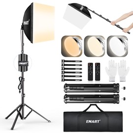 EMART Softbox Lighting Kit, 16"X16" Soft Box, 3000K-6000K 85W LED Bulbs with Remote, 65" Tripod, Professional Softbox Photography Lighting Kit for Studio Lights, Portrait, Video Recording(2PACK)