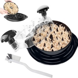 Eurysman 10.5in Large Chicken Shredder Twist Tool - Shredding Chicken, Pork and Beef, with Anti-Slip, Ergonomic Handle, Visable Lid, Brush & Removable Tray.