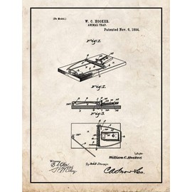 Animal-trap - Mouse Trap Patent Print Old Look with Border (5" x 7") M11023