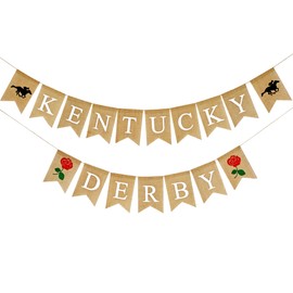 BCCSNNM Pre-strung Burlap Derby Banner,Horse Race Party Decoration Photo Booth Backdrop