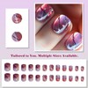 French Tip Press-On Nails, Square Short – 24 pcs Purple