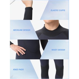 FLEXEL One Piece Full Body Wetsuit for Women Men 3mm 3/2mm 5/4mm Neoprene Thermal Swimsuits in Cold Water for Diving Surfing Swimming Snorkeling