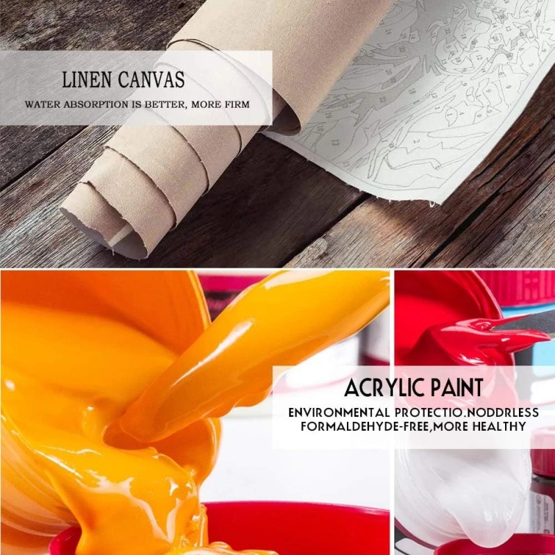 TUMOVO Paint by Numbers Kit DIY Canvas Painting Set for