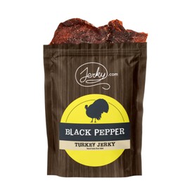 Jerky.com's Black Pepper Turkey Jerky - Try Our Best Tasting Turkey Jerky Made From Whole Muscle Turkey Breast - Low in Sugar, No Added Preservatives, No Added Nitrates and No Added MSG - 2.5 oz.