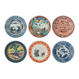 Kutani Paper Plates (6 Types, 10 Sets Total, 60 Pieces), Modern Japanese Party, Disposable, Japanese Style, Stylish, Serving Plate, Luxury, Traditional Kutani Ware Patterns Reproduced on Paper Plates