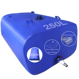250L/65gal Portable Water Tank, Collapsible Portable Water Bladder with 3/4" PVC Spigot Suitble Emergency Water Storage, Blue, Tintsabo