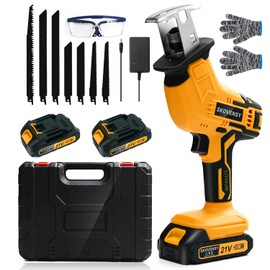 Cordless Reciprocating Saw, 2.0Ah Battery x2, Cordless Variable Speed, Blades Kit for Wood/Metal/PVC Cutting YL5