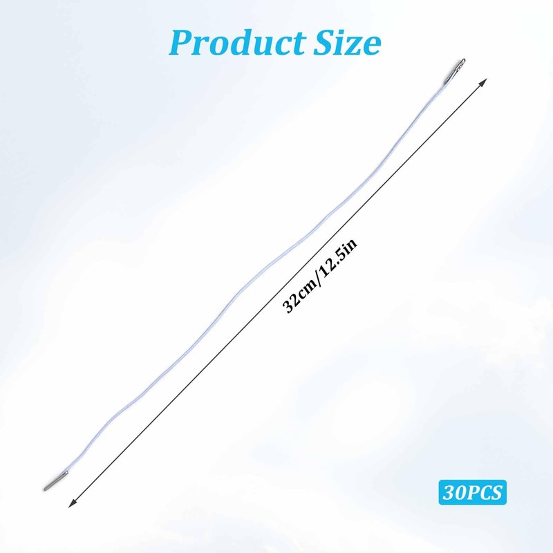 30Pcs Elastic Barbed Cord with Metal Ends | 32CM White