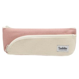 Pencil Case, Two-Tone Pencil Case, Slim, 6 Colors, Dull Pink, Kurashiki Canvas, Made in Japan