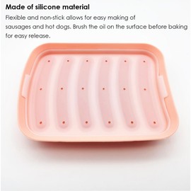 AKOAK 1 Pack Silicone Sausage Mold, 6-cavity - Homemade Hamburger Hot Dog Ice Loaf Candy Jelly Chocolate Tray Mold, DIY Children's Hot dog Egg Sausage Baking Mold with Lid (Pink)
