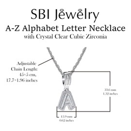 SBI Jewelry Initial Necklace Silver D Alphabet Silver Clear CZ Charm Necklace for Men Women Friends Family Brother Sister Mom Dad