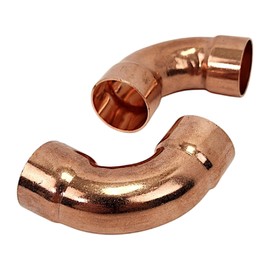 REFRIGE-AIR 7/8-Inch Copper Elbow Fittings – 2-Pack 90° Long Turn HVAC & Plumbing Connectors C x C– 22mm ID Sweat Solder Fittings for A/C Lines, Water Systems, Heat Pumps, and Refrigeration