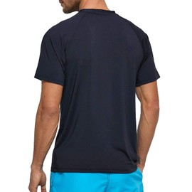 Arcweg Rashguard Men Short Sleeves Diving UV Protection UPF 50+ Elastic Rash Vest Loose Fit Top Swimming Quick Drying Surfing Pool T-Shirt Sports Top Rashie L (US) Black