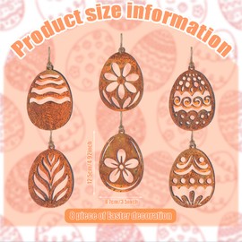 6 Stück Set Osterdeko Ostereier Rost, Größe 10x7cm, Ostereier Zum Aufhängen, Osterdeko Zum Aufhängen, Osterdeko Outdoor, Deko Zum Aufhängen Mit Seil Für Ostern Party Dekorationen