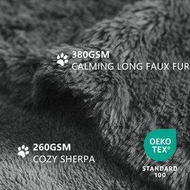 gogobunny Waterproof Dog Blanket for Couch & Furniture Protection - Super Soft Reversible Throw for Large Dogs & Cats, Calming Washable Fur & Sherpa Pet Blanket (60x80 Inch, Grey)