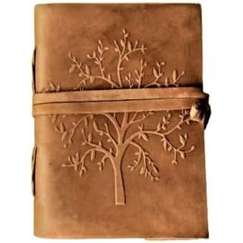 OVERDOSE Deckle Brown Leather Tree Journal - Vintage Travel Journal for Men & Women Sketch Writing Diary Sketchbook Book of Shadows Handmade Deckle Edge Paper - 5 x 7 inches | 12 x 17 cm | A6