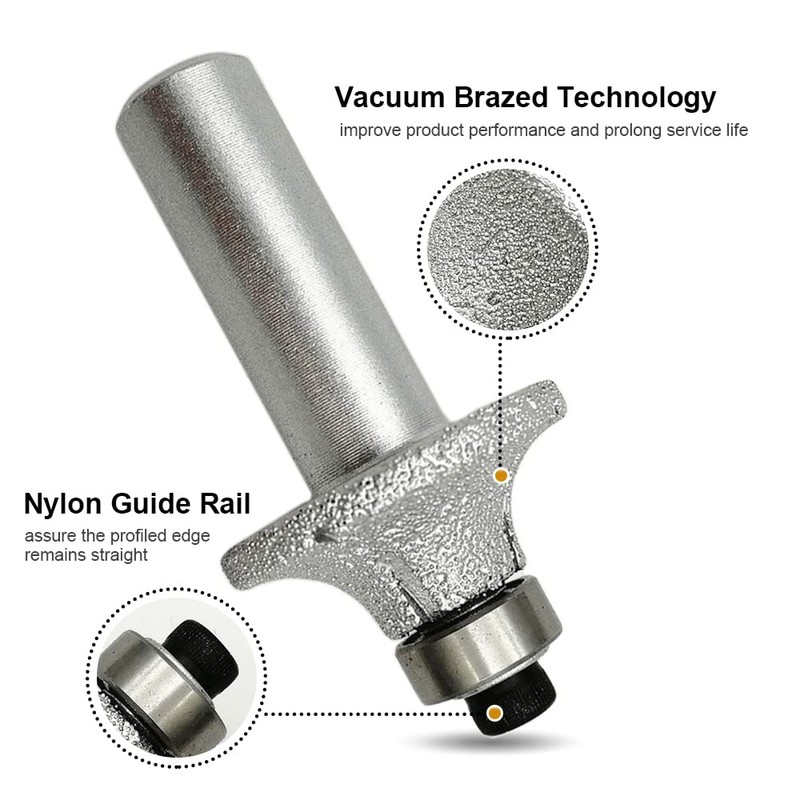 SHDIATOOL 1/2 Inch Shank Round-Over Router Bits 12MM Radius Corner