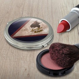 Rustic Distressed American Samoa Flag Compact Travel Purse Handbag Makeup Mirror