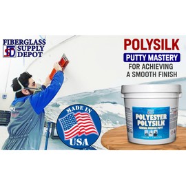 Polysilk General Purpose Polyester Fairing Putty for Fairing and Filling of Various Surfaces. Kit Includes Red 60cc MekP Hardener. (Gallon Kit)