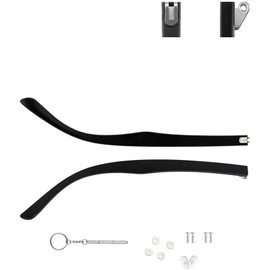 QYAJS 1 Pair Glasses Arms Replacement Eyeglass Legs Accessories with Screws Washers Screwdrivers Nose Pads (Bright Black 6mm)