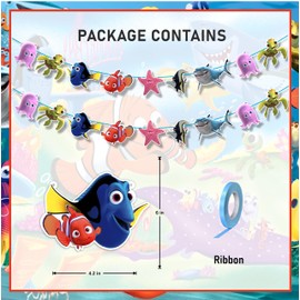 Findng Nmo Garland Decoration – Ocean-Themed Birthday Party Banner for Kids, Cute Under the Sea Hanging Decor for Nmo-Inspired Celebrations