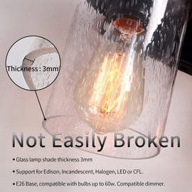 2-Light Farmhouse Vanity Lights for Bathroom, Rustic Bathroom Light Fixtures with Pretty Glass Shade, Rustic Vanity Light for Mirror, Black Wood Wall Sconces for Hallway Bedroom Living Room