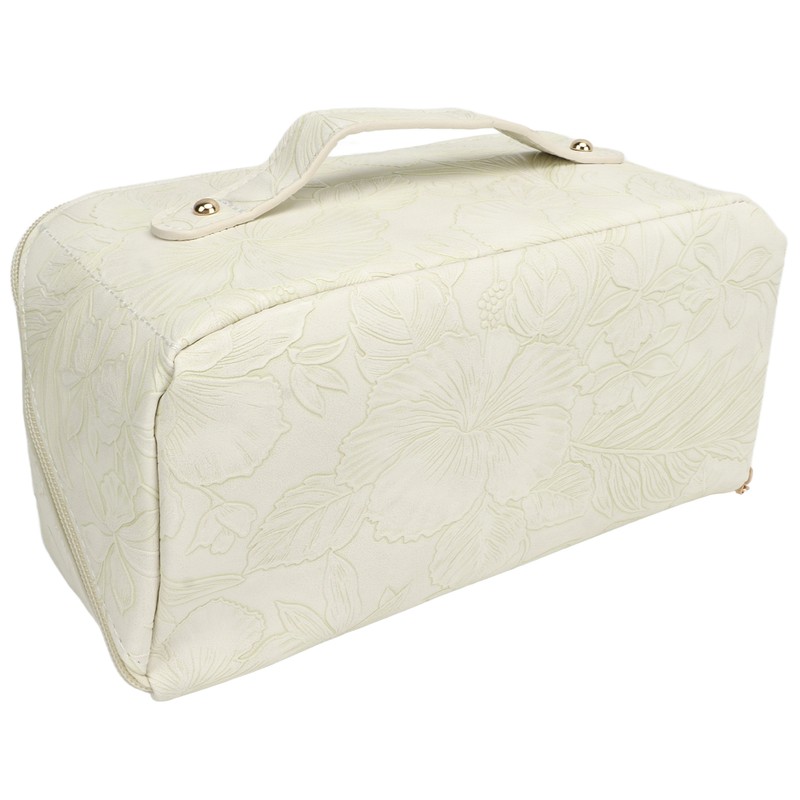 Makeup Cosmetic Bag Large Capacity Embossed Pattern Multifunctional Divider PU