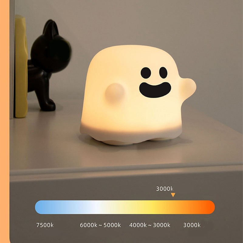 Cute Ghost Night Light Stepless Dimming USB Rechargeable Mini Kids