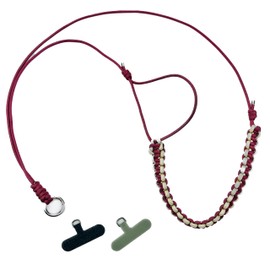 Katsia CordEz Hand-Crafted Adjustable Paracord Phone Lanyard Strap with 2 Strap Cards (Red)