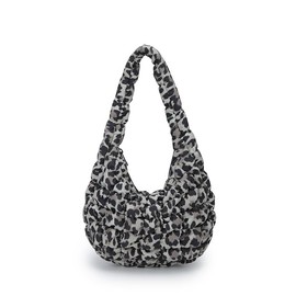 Lmbabter Leopard Tote Bag for Women Stylish Quilted Tote Handbag Lightweight Puffer Hobo Bag Padding Carryall Daypack (Grey&Green)