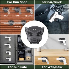 2-Pack Gun Magnet Mount | Magnetic Gun Mount Rack Car Holster for Car, Truck, Desk, Safe, and Wall | Indoor Gun Racks| Concealed Gun Holder for Pistol Shotgun Revolver with Trigger Guard Protect