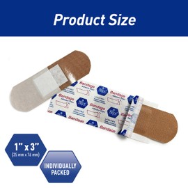 MED PRIDE Hypoallergenic Latex Free Fabric Adhesive Bandages, Nonstick Pad, Sterile, Individually Wrapped (1'' x 3'' - 100 Count)