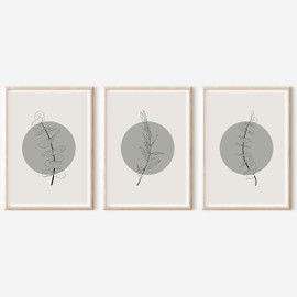 Floral Line Art Prints in Minimalist Boho Style for Home, Living Room, Kitchen, Bedroom [Picture Frames Not Included] (A3)