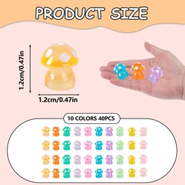 40 PCS Mini Resin Mushroom, Mini Resin Animals Tiny Mushroom Figurines Glow in the Dark, Miniature Figurine Luminous Ornaments for Garden DIY Craft Micro Landscape Car Aquarium Dollhouse Decoration